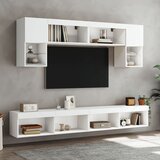  6-dijelni zidni TV elementi s LED svjetlima bijeli drveni | shoptok.hr