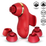 SuperLove SuperClit Vibrating Stimulator with Multifunction Caps Red u