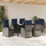  Vrtni set za objed s jastukom 7 pcs Siva i crna Ratan | shoptok.hr