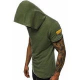 Madmext Ripped Detail Khaki Hooded T-Shirt 3069