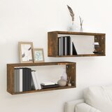  Kockaste zidne police 2 kom dimljeni hrast 60x15x23 cm drvene | shoptok.hr