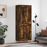 vidaXL Visoka komoda dimljen hrast 69,5x34x180 cm inženirski les | Shoptok.si