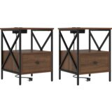 vidaXL Nočna omarica s predalom 2 pcs Rjavi hrast 41.5 x 40.5 x 55 cm | Shoptok.si