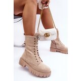 Boto PS1 Leather Boots Workery With Jewellery Decoration Beige Marx | Shoptok.si