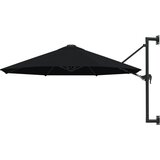 vidaXL Stenski senčnik s kovinskim drogom 300 cm črn, (20609462) | Shoptok.si