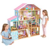 Ginger Home Velika drvena kuća za lutke Grand Villa, 4 etaže, 28 komada namještaja, 119x31,5x122,5 cm | shoptok.hr