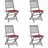 The Living Store Zložljivi vrtni stoli 4 kosi z blazinami trden akacijev les - Vrtni Stol, (21481929) | Shoptok.si