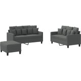  3-dijelni set sofa s jastucima tamnosivi od tkanine | shoptok.hr
