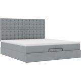 vidaXL Otomanski posteljni okvir z vzmetnicami siv 200x200 cm blago | Shoptok.si