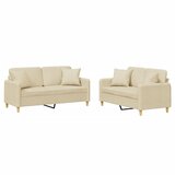  2-dijelni set sofa s jastucima krem od tkanine | shoptok.hr