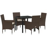 vidaXL 5-dijelni set za blagovanje u vrtu s jastučićima smeđi poli ratan, vrtni stol crni 80x80x73 cm staklo otporno na udarce Cijene