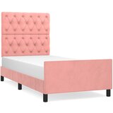 The Living Store Posteljni okvir z vzglavjem roza 80x200 cm žamet - Posteljni Okvir Z Vzglavjem, (21488729) | Shoptok.si