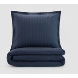 Reserved komplet satenaste posteljnine s črtami iz žakarda - mornarsko modra | Shoptok.si