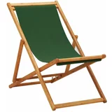  sklopiva stolica za plažu od drva eukaliptusa i tkanine zelena