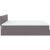 vidaXL Otomanski posteljni okvir z vzmetnicami siv 200x200cm um. usnje | Shoptok.si