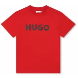 Hugo Otroška bombažna kratka majica rdeča barva