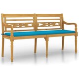  Klop Batavia z modro blazino 150 cm trdna tikovina, (20658318) | Shoptok.si