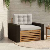 Srednja sofa za van Prirodna - Prirodna i svjetlosiva Metalni okvir s crnim rattanom | shoptok.hr