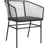  Vrtna garnitura - 6-dijelni vrtni blagovaonski set s jastucima crno Crna i tamno siva 200 x 100 x 74 cm 6 | shoptok.hr
