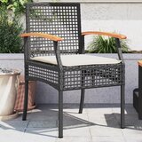 Maison Chic Vrtni stoli - Stol za vrt z blazinami 2 kosa črn poli ratan akacijev les JS2118, (21876968) | Shoptok.si