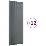 vidaXL Strešne plošče 12 kos prašno premazano jeklo antracit 100x36 cm | Shoptok.si