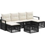 vidaXL Vrtna sedežna garnitura 7 pcs Črna poli ratan, (5000272273) | Shoptok.si