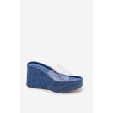 Boto Women's Wedge Sandals With Transparent Strap Denim Zolretia | shoptok.hr