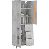 vidaXL Visoka komoda siva betona 69 5x34x180 cm od konstruiranog drva | shoptok.hr