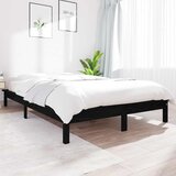  Okvir kreveta crni 150x200 cm veliki bračni od masivne borovine | shoptok.hr