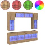  Set zidnog ormarića za TV s LED svjetlima 6 pcs Zanatski Hrast | shoptok.hr