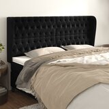 Uzglavlje s ušima crno 203x23x118/128 cm baršunasto | shoptok.hr
