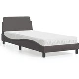 vidaXL Postelja z vzmetnico siva 80x200 cm umetno usnje | Shoptok.si