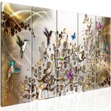  Slika - Hummingbirds Dance (5 Parts) Gold Narrow 200x80 Cijene