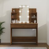 vidaXL Toaletna mizica z LED lučkami rjavi hrast 96x40x142 cm | Shoptok.si