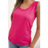 Kesi Włoski Women's viscose blouse with a frill at the neckline fuchsia | shoptok.hr
