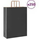 vidaXL Papirnate vrečke 250 kosov z ročaji črne barve 32x12x42 cm Cene