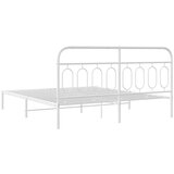 vidaXL Kovinski posteljni okvir z vzglavjem bel 183x213 cm | Shoptok.si