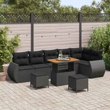  Sjedeća garnitura za vrt 9 kom. 9-Broj sjedala Crna Poli Ratan 298 x 133 x 85 cm | shoptok.hr