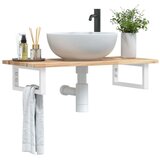  Stenska polica za umivalnik jeklo in trden akacijev les, (21325905) | Shoptok.si