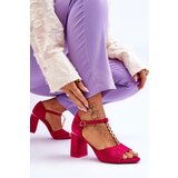VINCEZA Suede High Heel Sandals With Cubic Zirconia Fuchsia Aniya | ePonuda.com