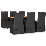  7-dijelni vrtni blagovaonski set s jastucima crni od poliratana | shoptok.hr