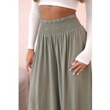 Kesi Włoski Women's viscose trousers with elastic waistband khaki | Shoptok.si