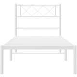 Metalni Kovinski posteljni okvir z vzglavjem bel 100x190 cm | Shoptok.si