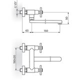 Rosan XO baterija za sudoperu – lavabo izliv 150mm XO32115