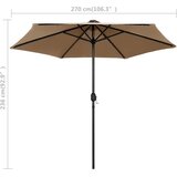  Vrtni suncobran LED s aluminijskim stupom 270 cm smeđesivi | Eponuda.com