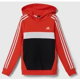 Adidas Otroški pulover rdeča barva, s kapuco