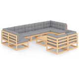  Vrtna sedežna garnitura 10-delna z blazinami trdna borovina, (20704151) | Shoptok.si