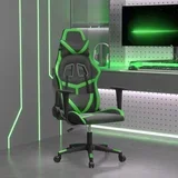 vidaXL Masažni gaming stol črno in zeleno umetno usnje