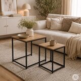  Razvlačivi kvadratni stolići za kavu 2 u 1 set svijetli hrast u loft stilu ModernHome Slike