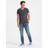 Ombre BASIC men's classic cotton T-shirt with a crew neckline - graphite | Shoptok.si